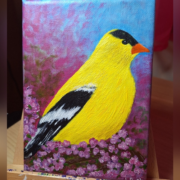 American Goldfinch Hand-painted Canvas - Picture 1 of 9